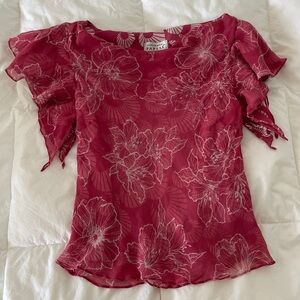 Adrianna Papell Fuchsia Silk Patterned blouse